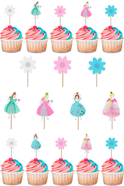 Yusuf Dirik YD Party Supplies أعواد أسنان على شكل كب كيك بتصميم الأميرات اللا...