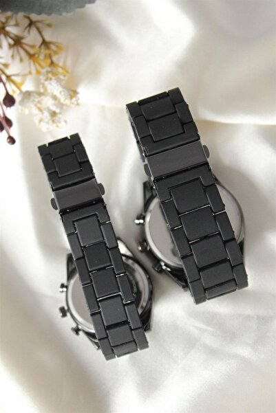 Force Sevgili Saatleri Çelik Kasa Siyah Silikon Kordon Hediyelik Şık Çift Saati