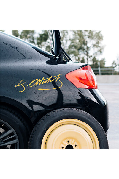 SbtStore Mustafa Kemal Atatürk Gold İmza Sticker, Gold Renk Sticker, Araba St...