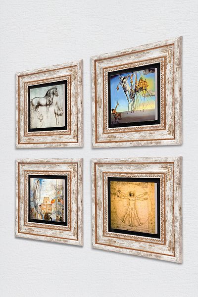 Pinecone Salvador Dalí, Da Vinci Stone Wall Painting Decor de perete înrămat Set de 4 picturi TK4-971
