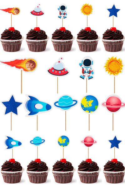 Yusuf Dirik YD Party Supplies Cupcake Toothpick Cosmic Galaxy and Space Theme...