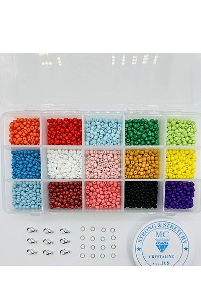 Hobimos 150 Grams Sand Beads Jewelry Making Set with 15 Compartments Box