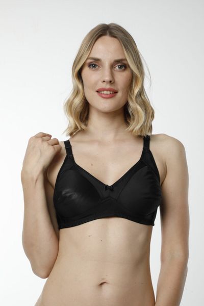 Hmd 6030 Ribbed 100% Cotton Supporting Bra - Black - Trendyol