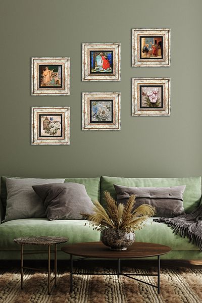Pinecone Turtle Trainer, Chess, Two Musical Girls, Butterfly Flower Stone Table Framed Wall Decor