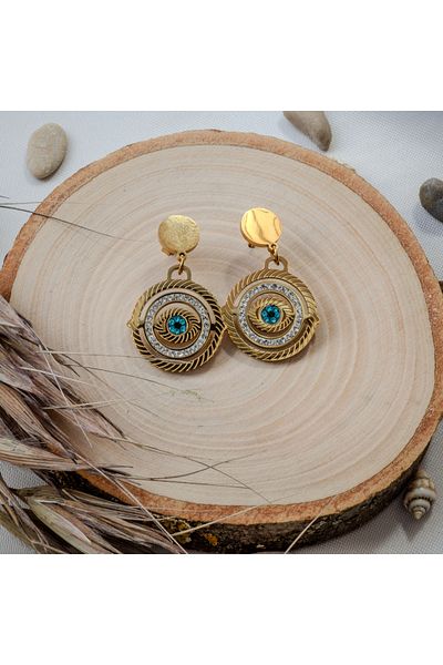 Bumu Design Hoop Design - Eye Detailed Steel Earrings