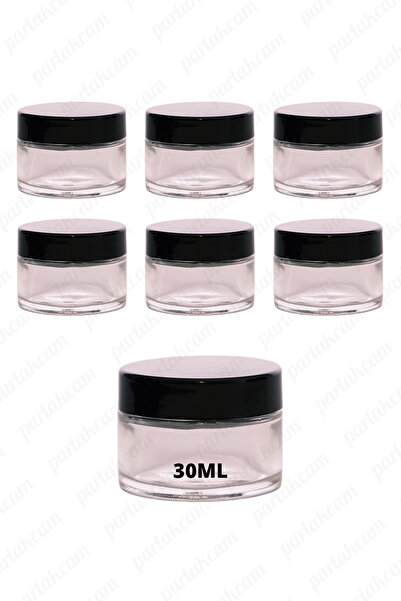 parlakcam 30ml şeffaf renk krem kavanozu cam krem kutusu siyah renk koruma ka...