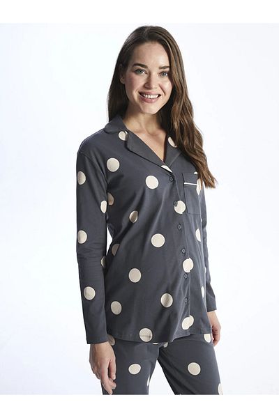 LC Waikiki Set de pijamale de maternitate cu mâneci lungi cu guler de cămașă LCW ECO