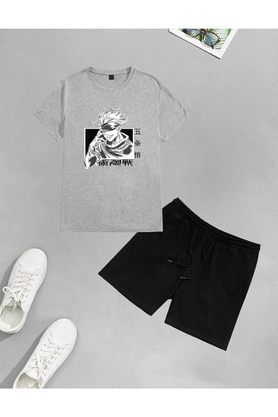 LEMIRA Unisex Satoru Gojo Printed Oversize Shorts and T-Shirt Set