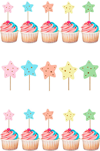 Yusuf Dirik YD Party Supplies Cupcake Toothpick Macaron Color Stars Themed 10...