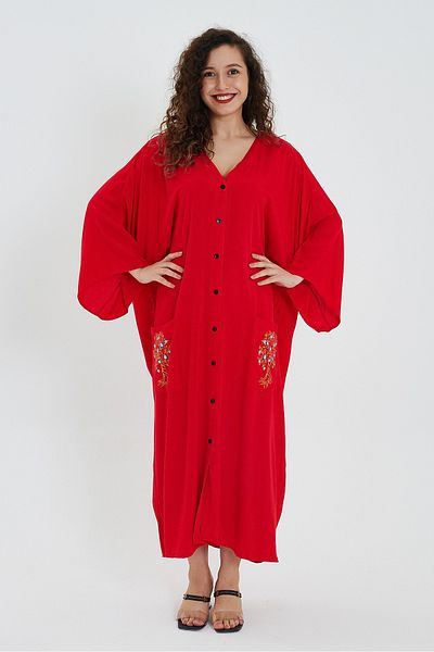 AYASOFYA OTANTIK Rochie de damă, fucsia Life Again, cu imprimeu la spate și buzunar, cu nasturi, supradimensionată