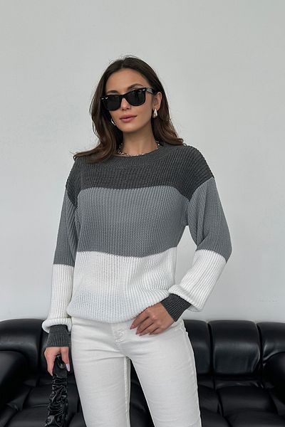 nosia fashion Pulover de damă, cu mânecă lungă, cu decolteu, cu blocuri de culoare