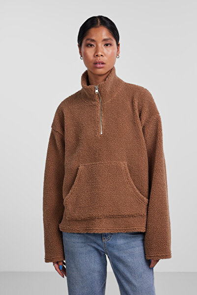 PIECES Pcfinnleigh Ls High Neck Teddy Sweat