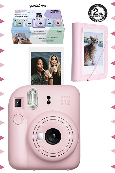 Fujifilm Instax mini 12 Pembe Fotoğraf Makinesi ve 28'li Mini Albüm Seti