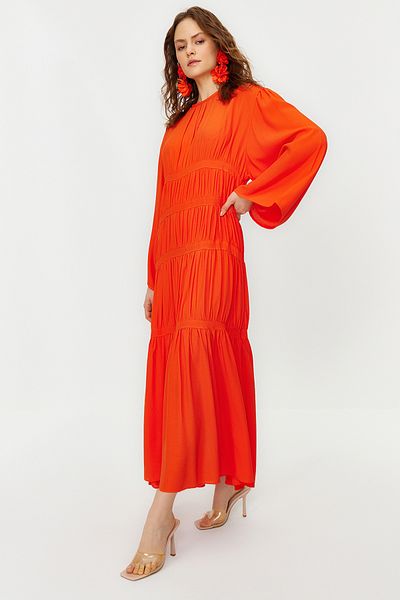 Trendyol Modest Φούστα από άνθη ροδιού με στρώσεις Μαροκινό υφαντό φόρεμα TCTSS24EB00025