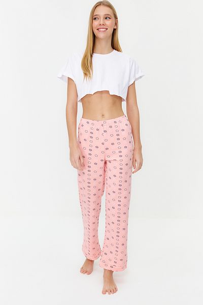 Trendyol Collection Lazac pamut csillag mintás kötött pizsama alsó THMSS23PJ00003