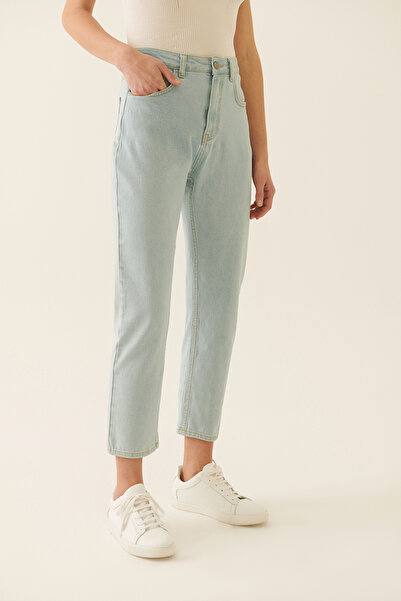 Perspective Romets Regular Fit Ankle Length High Waist Light Blue Color Women's Denim Trousers