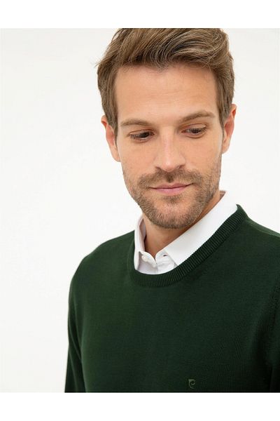 Pierre Cardin Σκούρο πράσινο Slim Fit Basic πουλόβερ