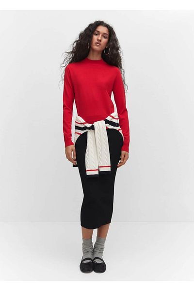MANGO Woman Dünner Webpullover mit Reißverschluss