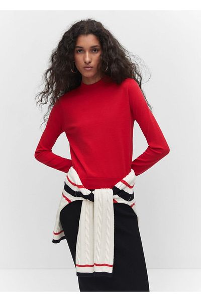 MANGO Woman Dünner Webpullover mit Reißverschluss
