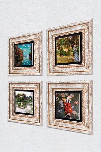 Pinecone Claude Monet Φθινόπωρο, Ιαπωνική Στολή, Στον Κήπο, Ζωγραφική Πέτρινη Ζώνη με Τριαντάφυλλο Διακόσμηση τοίχου με κορνίζα