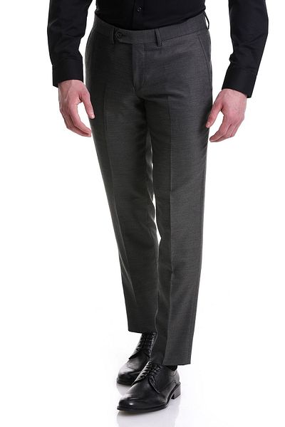 Hatemoğlu Παντελόνι από μάλλινο ύφασμα με μοτίβο Anthracite Slim Fit με πλαϊνές τσέπες