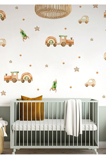 WALLHUMAN Ahşap Taşılar Çocuk Odası Duvar Stickerı