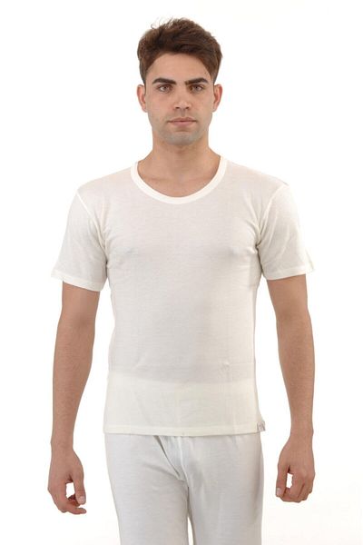 NEHİRİN Black Wool Short Sleeve Men's Undershirt