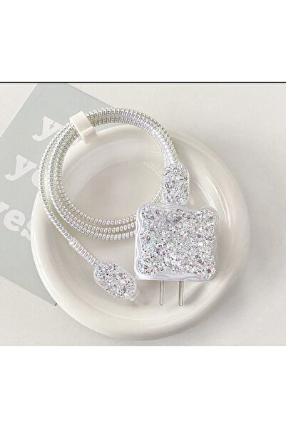 Aura Accessories 18/20w Uyumlu Simli Gümüş Kablo Koruyucu Set