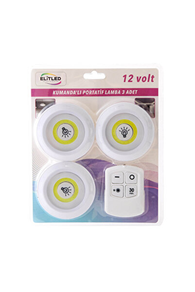 Genel Markalar Elitled 3'lü Uzaktan Kumandalı Portatif Lamba - Beyaz - 9x9x9 cm