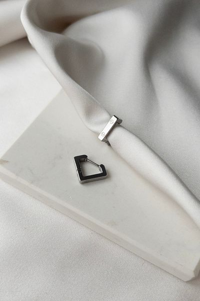 Karflake Narflake Minimal Ring Triangle Minimal Basic Elegant Steel Women's Earrings
