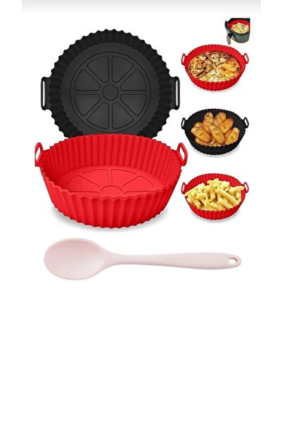 CEPHOME 2'li yuvarlak airfrey kabı 1 adet ve silikon ısıya dayanıklı kaşık 20...