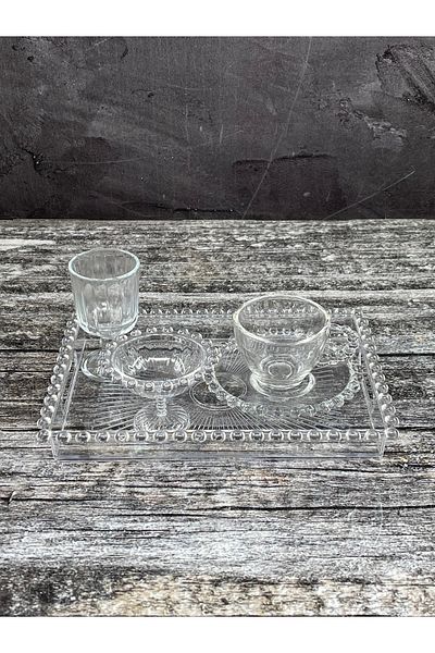 YzHome Luxury 30-Piece Glass Beaded Coffee Cup Set for 6 People Coffee Side Cup Turkish Delight Holder