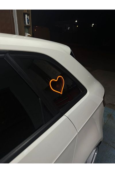 3dbaydesign Car Interior Neon LED Light Decor HEART (12 Volt Suction Cup AMBER YELLOW)