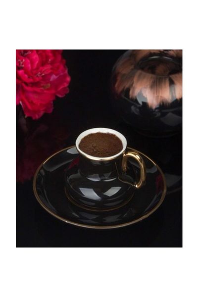 ACAR Porcelain 6-Piece Coffee Cup Set Black & White