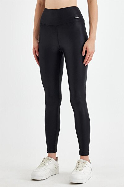 GRAB Women's Black Shiny Sports Leggings