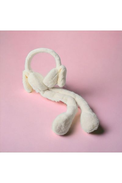 VOSVOS BUTİK Plush Movable Playing Eared (Sound) Children's Ear Warmer Protective Rabbit Earmuff