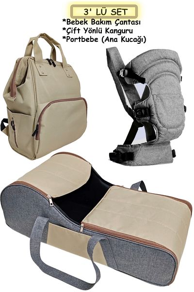 USF Set of 3 for Baby Care - Backpack, Carrycot, Baby Carrier and Baby Carrying Kangaroo