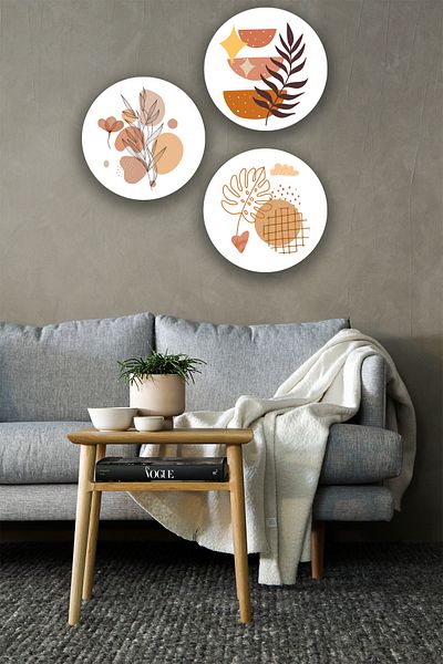Nod Μοντέλο Ξύλινης Ζωγραφικής Boho Art, Κομψό διακοσμητικό στολίδι 3 τεμαχίων, Διακόσμηση γραφείου σαλονιού υπνοδωματίου