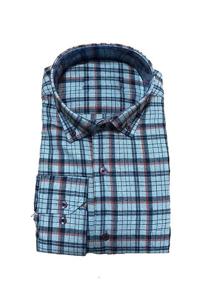 FATELLA Men's Dad Long Sleeve Thick Winter Relaxed Cut Checkered Lumberjack Linen Shirt