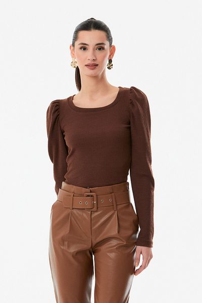 Fulla Moda Блуза с оребрено деколте