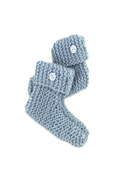 Kazanabil EL ÖRGÜSÜ YÜN ÇOCUK PATİĞİ PANDUF MAVİ