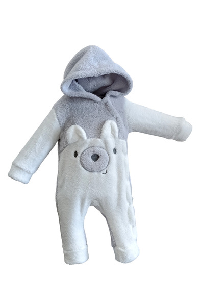 Bebezade Baby Unisex Welsoft Bear Jumpsuit - Hooded Jumpsuit with Snap Closure