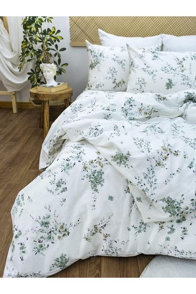 ELY PARKER Σετ Παπλωματοθήκη μονό 100x200 100% βαμβακερό λουλούδι με μοτίβο λευκό