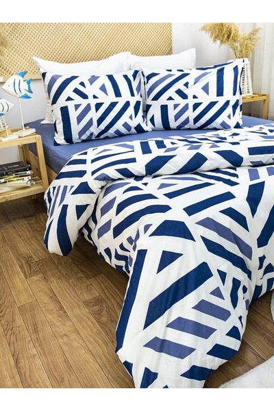 ELY PARKER Set cuvertură de pilota dublă 160x200 100% bumbac, cu model geometric, în dungi