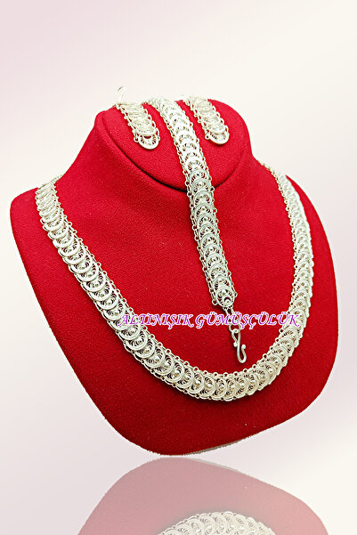 Altınışık Gümüşçülük balık sırtı modeli telkari takım kolye küpe bileklik 925...