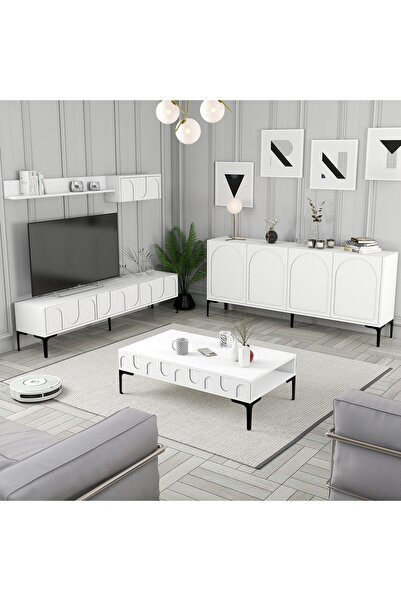 Variant Mobilya Lyon 3lü Salon Takımı - Beyaz / Siyah