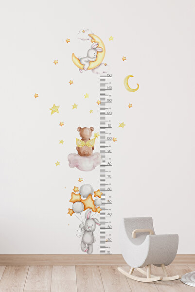AlyMarkt أرنب تيدي بير القمر والنجوم تحت عنوان ارتفاع متر الأطفال ملصق لباب خ...