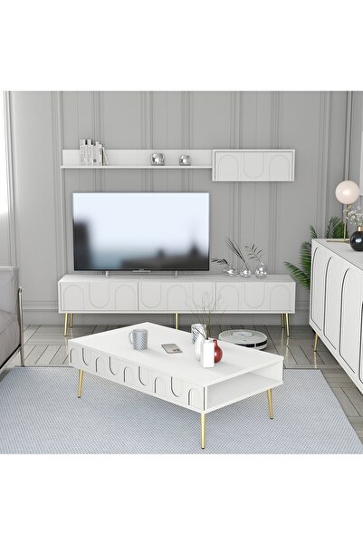 Variant Mobilya Lyon 2li Salon Takımı - Beyaz / Altın