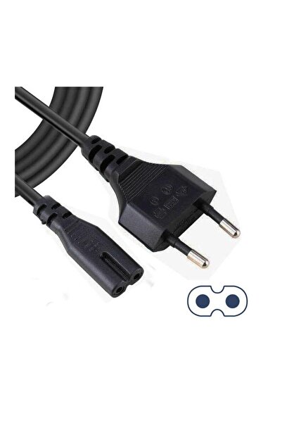 Temiz Pazar Teyp Fişi - Notebook Adaptör Işıldak Power Güç Kablosu 2 Pin