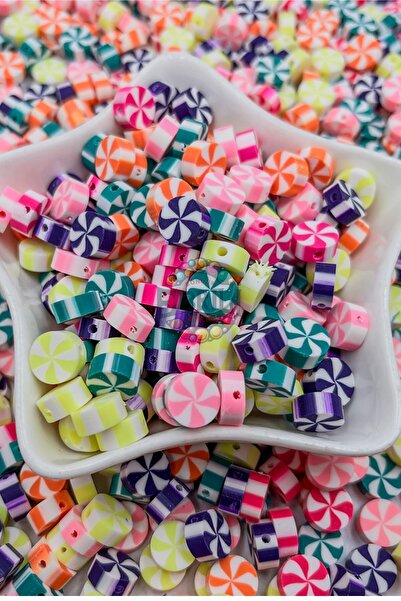 Ebruli Boncuk 10 مللي متر لون مختلط كاندي الشكل فيمو الخرز صنع المجوهرات الخر...